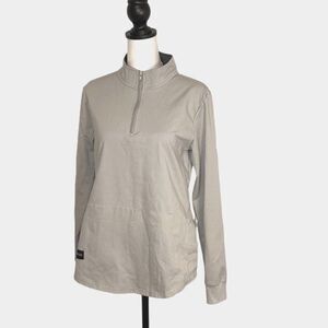 Sunrun Womens Quarter Zip Sweatshirt Long Sleeve‎ Magnetic Side Gray Medium